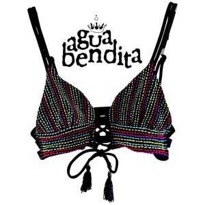 Agua Bendita XS/S bikini top black / multi reversible